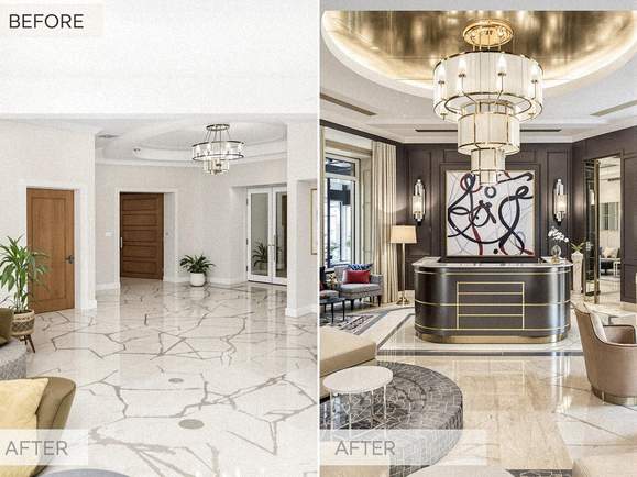 Ridisegno della lobby di un hotel boutique